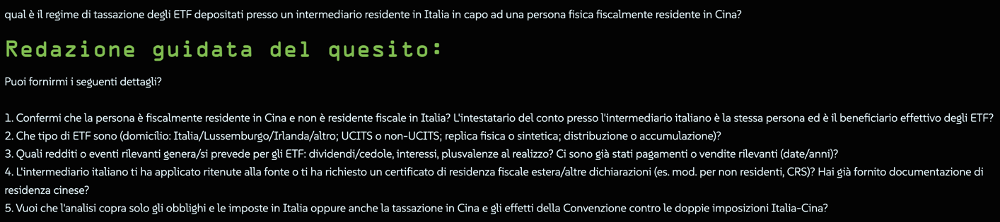 redazione guidata del quesito