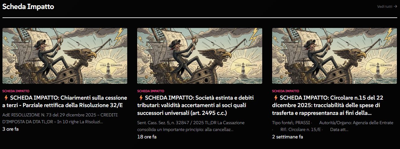 Sezione Scheda Impatto Fonti di riferimento TaxDaily