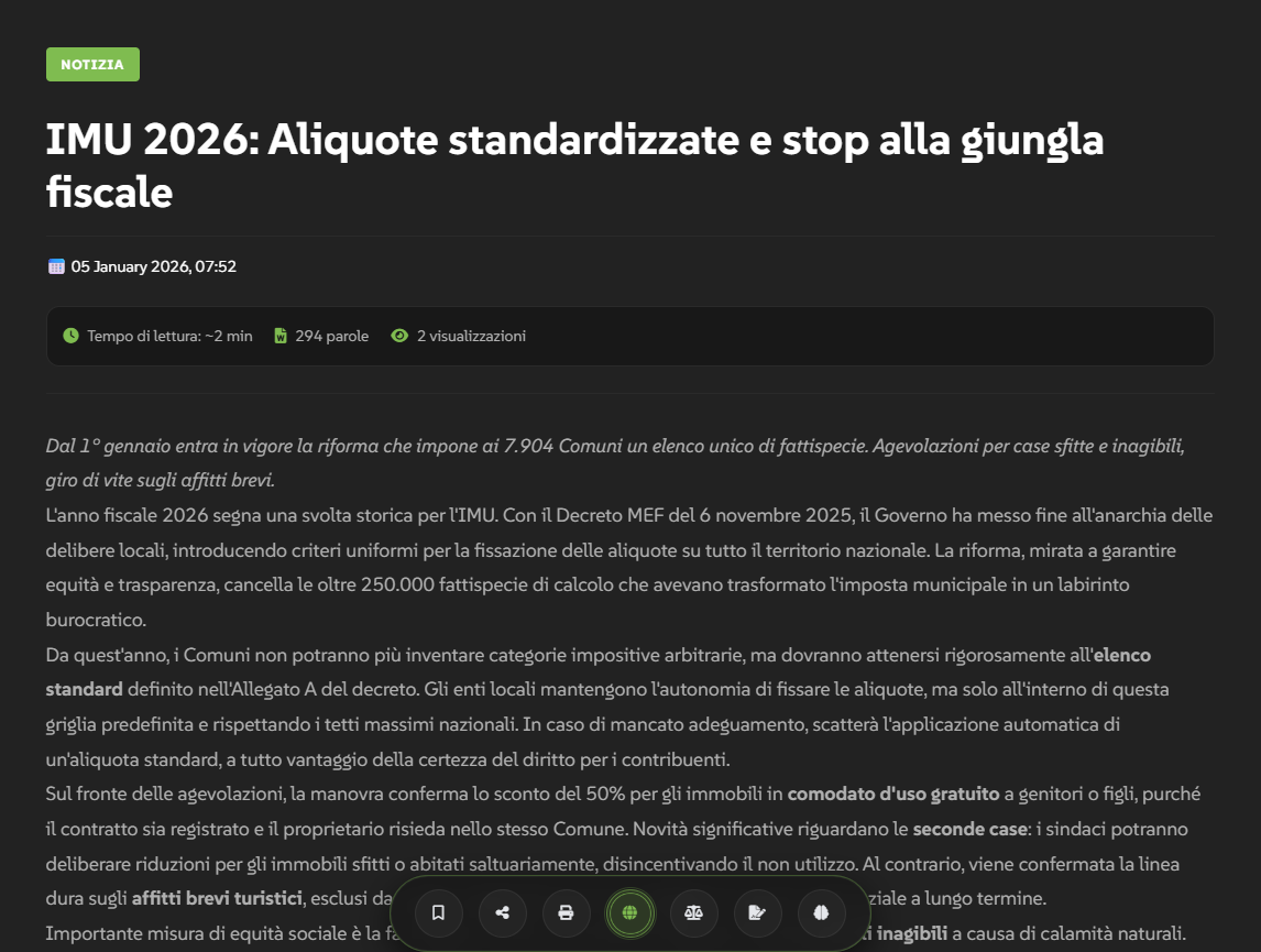 TaxDaily Funzioni di interazione con notizie Interazione con articoli in TaxDaily