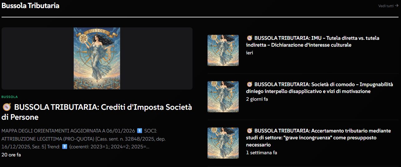 Sezione Bussola Tributaria Sezioni 1 - TaxDaily